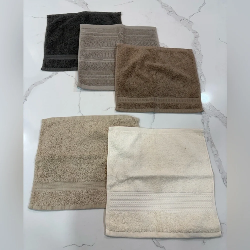 Ralph Lauren & Calvin Klein Wash Cloth Towels in Gray, Tan, Cream
